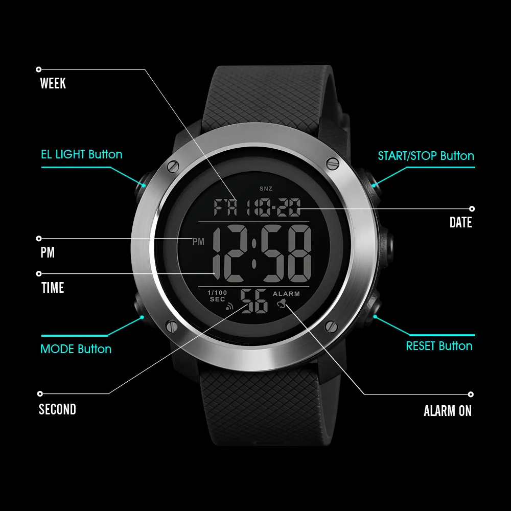 Skmei top luxury sports watches men waterproof led digital watch fashion casual men’s wristwatches clock relogio masculino